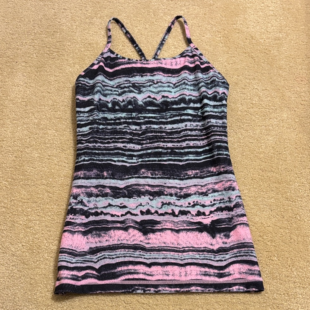 Ivivva Pink and Black Striped Tank Top